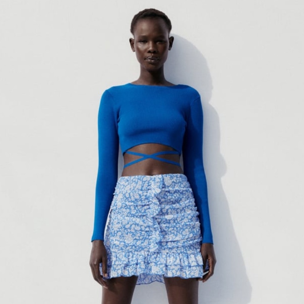 NEw without tag Zara draped floral print skirt